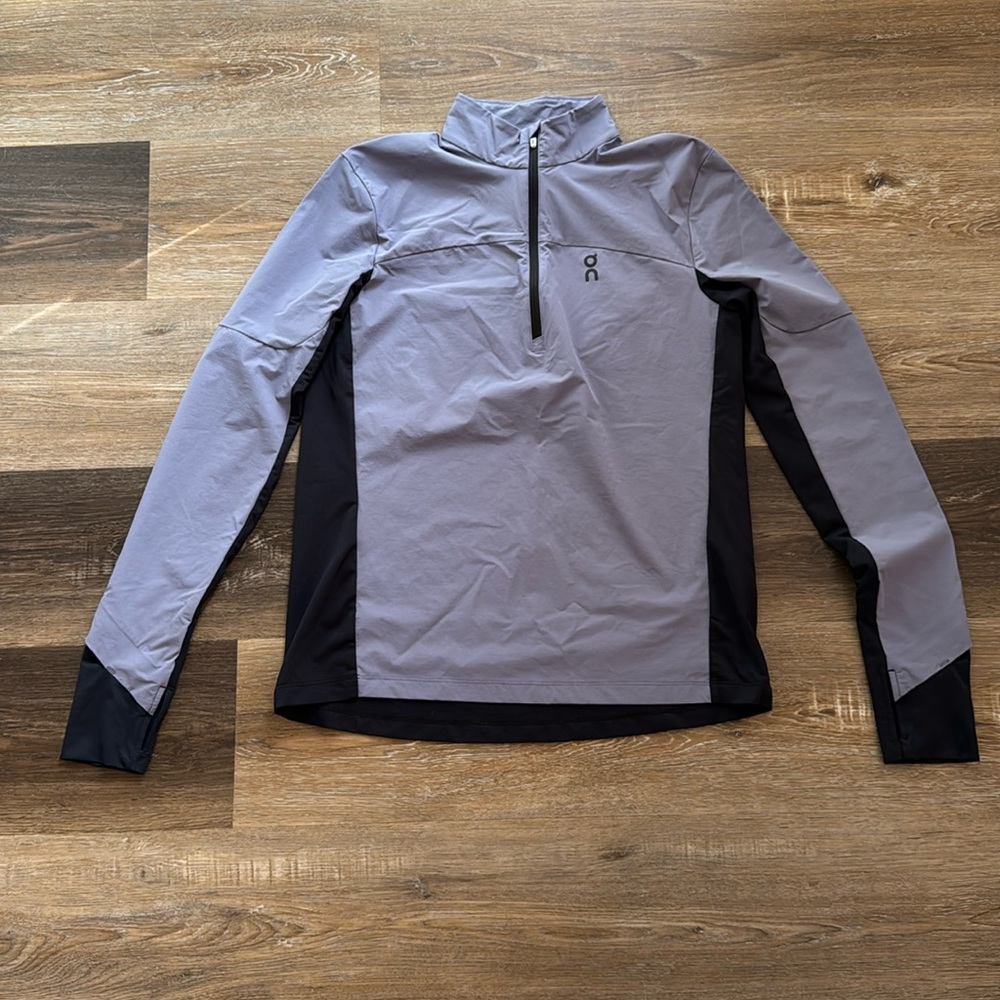 On Running Lavender Gray and Black Half-Zip Running Top